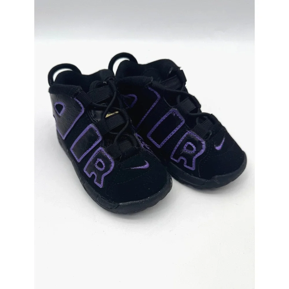Nike Air More Uptempo Action Black Grape Baby Toddler Child Size 7C DX5956-001